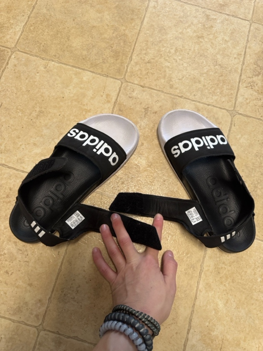 Adidas F35416 Unisex Men's 8 / Women's 9 Black/White Adilette Sandal - Picture 5 of 8